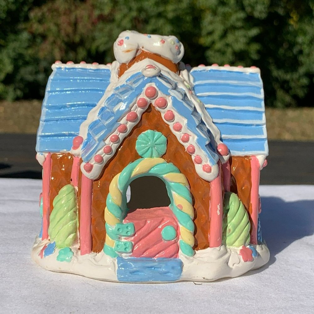 Gingerbread House Porcelain Christmas Village Building - 1990s Decoration